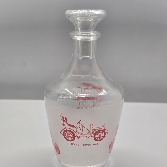 Other - Vintage Glass Decanter with Pink Car Design